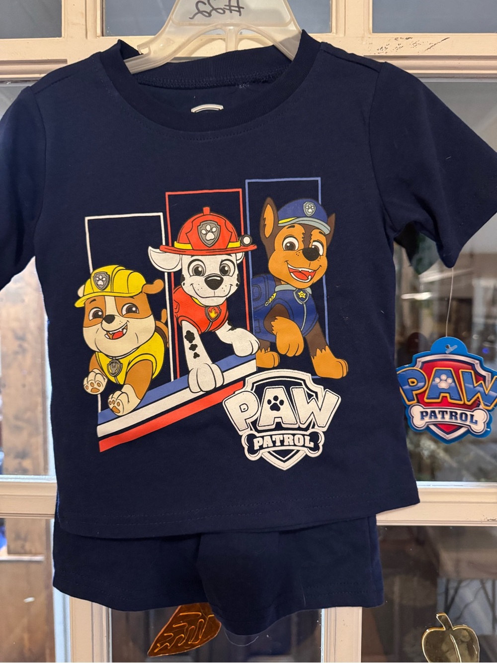Paw Patrol shirt set Navy Tee with Multicolor Pup Graphic